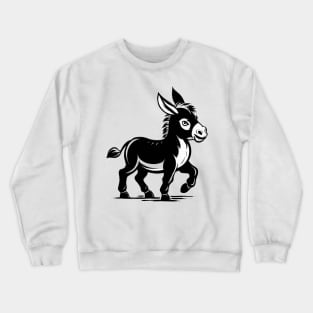 Cute Black and White Donkey Cartoon Animal Art Crewneck Sweatshirt